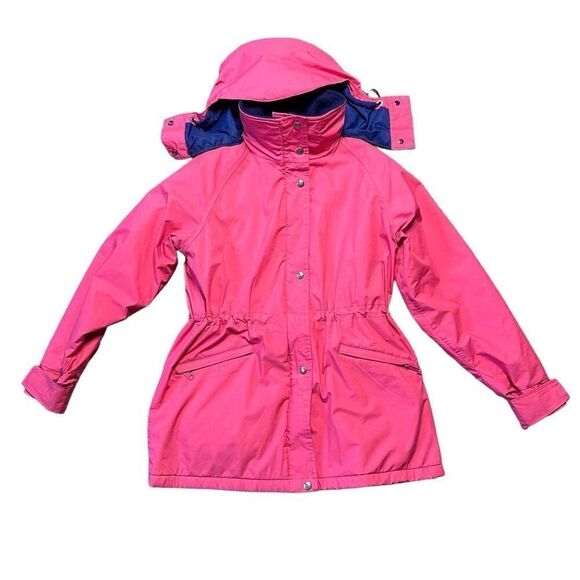 Vintage Woolrich Coat Women's Medium Fleece Lined Pink Detachable Hooded Parka - Picture 1 of 8